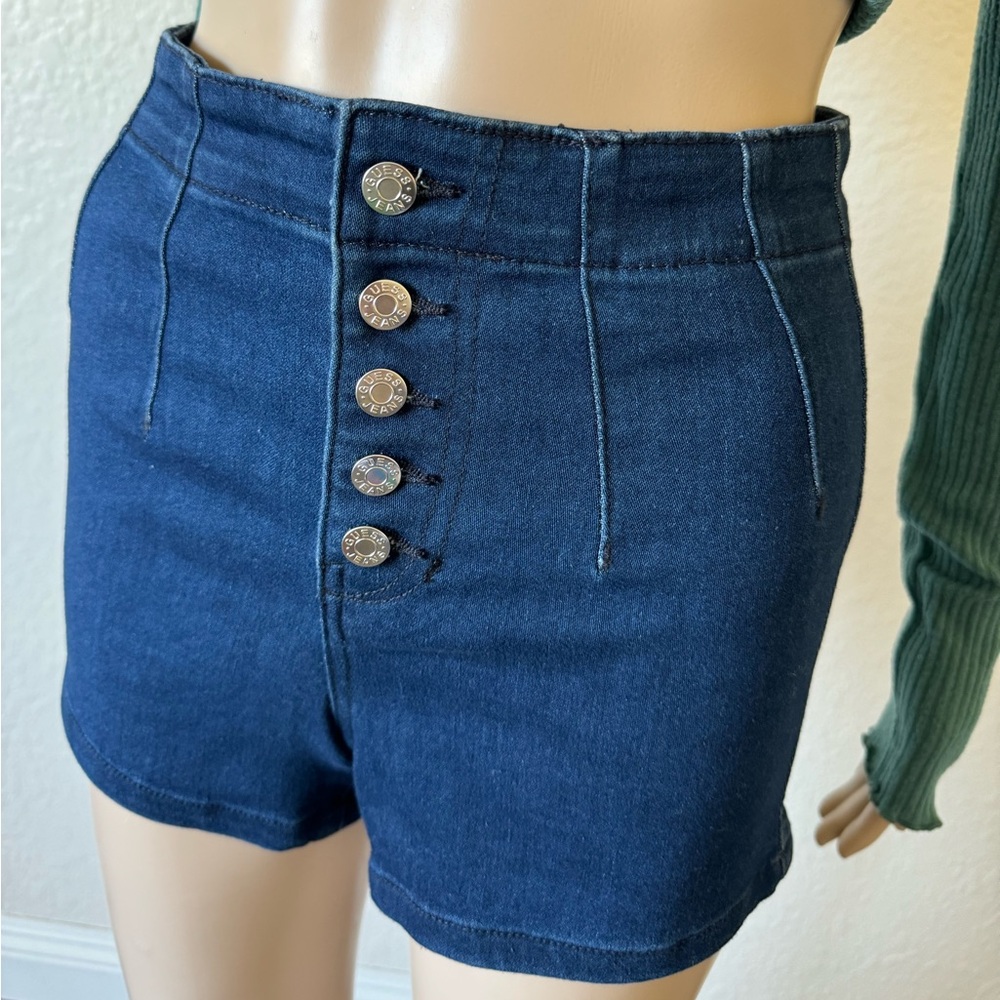 Guess stretchy material dark wash shorts